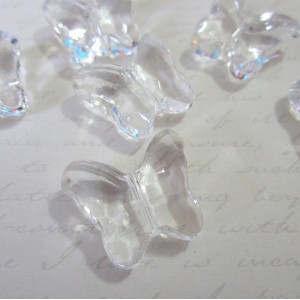 Clear Acrylic Butterfly Beads - 12